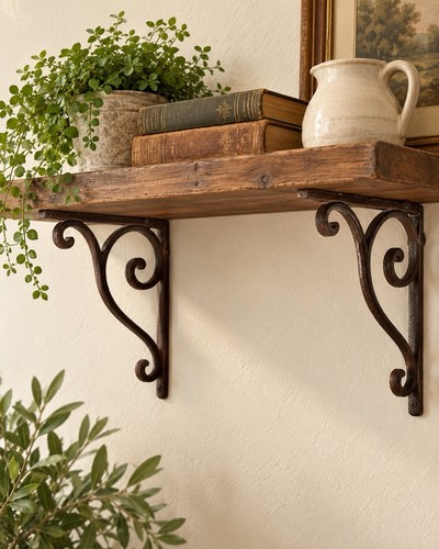 Vtg pair cast iron shelf - vtg,